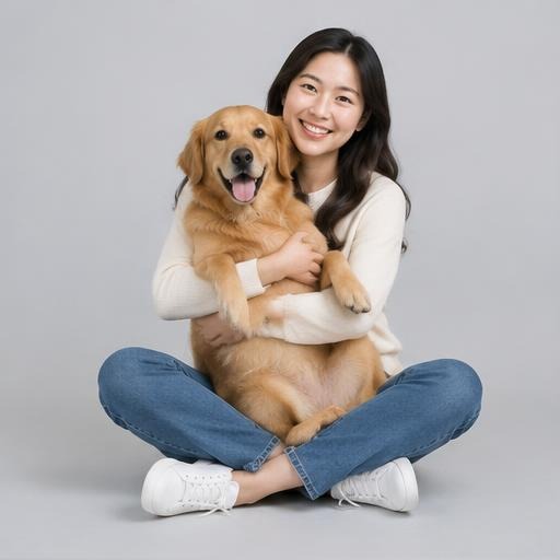 狗狗 主人抱著寵物風格示意